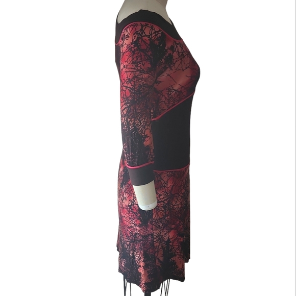 Annie50 Off-shoulder Stretch Dress - size M - Brown and multi pink - Picture 5 of 6